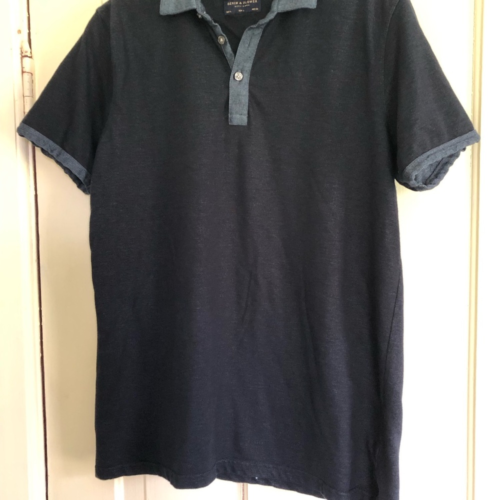 Denim & Flower Dark Navy and Polo with Chambray Trim